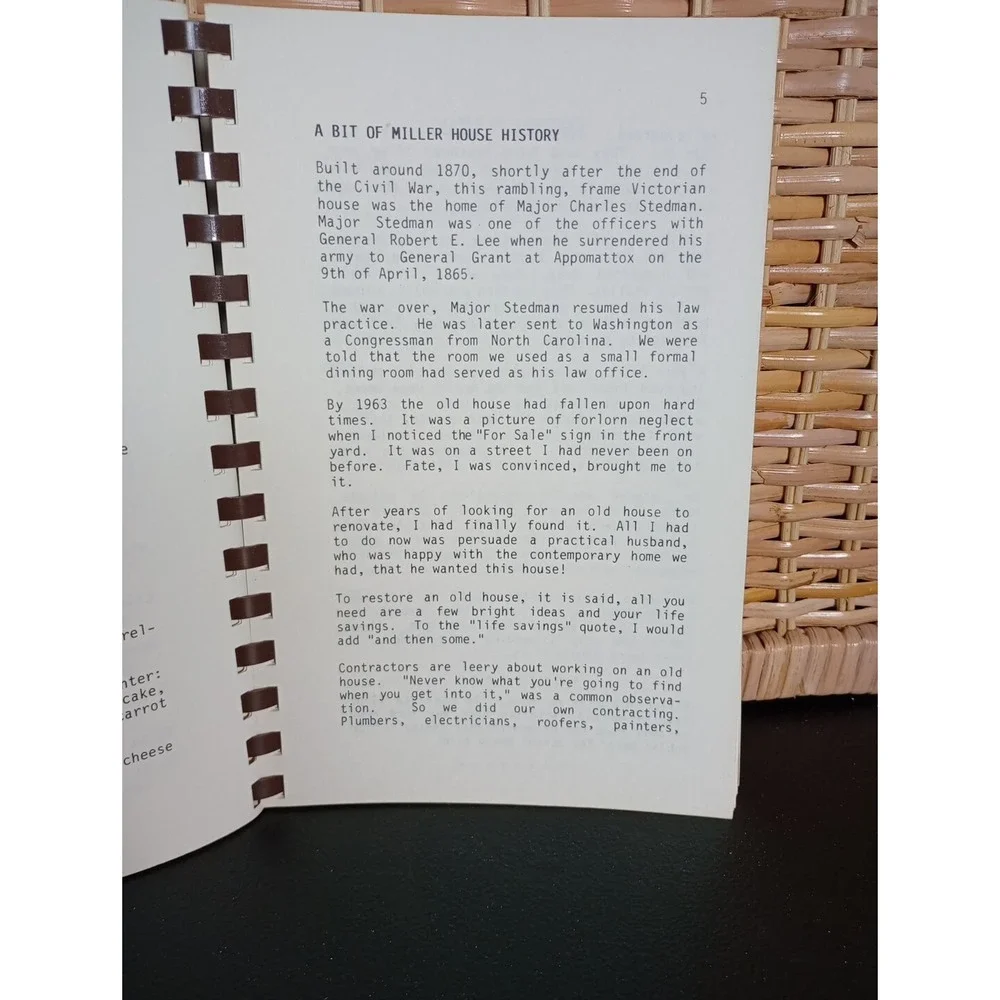 Echoes From Miller House Greensboro, NC Cookbook Spiral Vtg 1989‎ Helen Miller